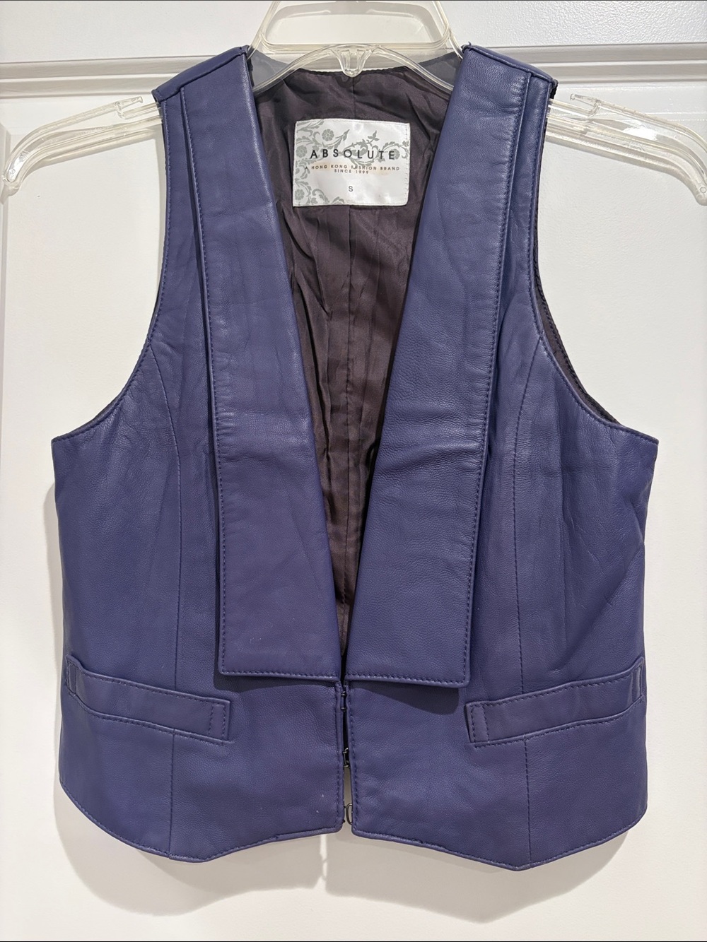 Absolute Leather Sleeveless Vest in Deep Purple, size small, Whimsigoth Festival